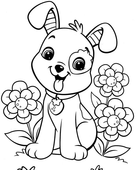 Desenhos de Cachorro Kawaii para Colorir